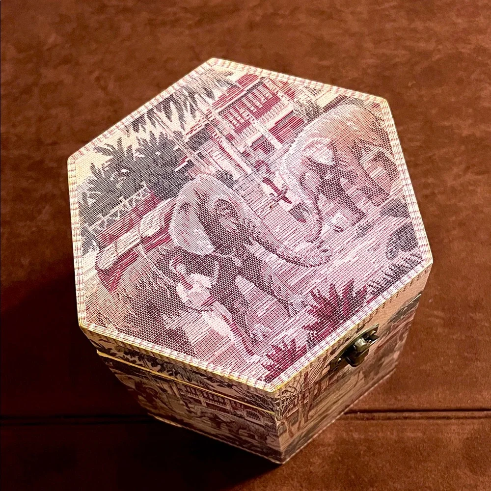 Hexagonal Safari Elephant Print Storage Box. African Indian Home Decor